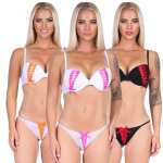 Damen Dessous Set Bügel BH Slip Push-Up String-Tanga Unterwäsche