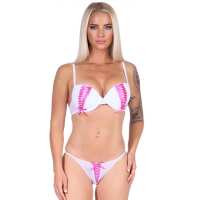 Damen Dessous Set Bügel BH Slip Push-Up String-Tanga Unterwäsche Pink 80 Cup A