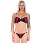 Damen Dessous Set Bügel BH Slip Push-Up String-Tanga Unterwäsche Rot 85 Cup B