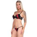 Damen Dessous Set Bügel BH Slip Push-Up String-Tanga Unterwäsche Rot 85 Cup B