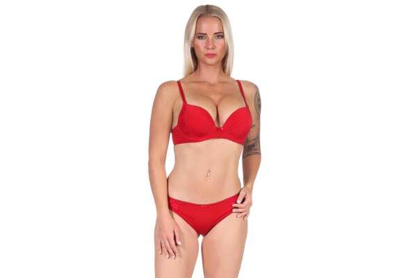 Push-up-BH mit Panty Set; Rot 80 Cup B