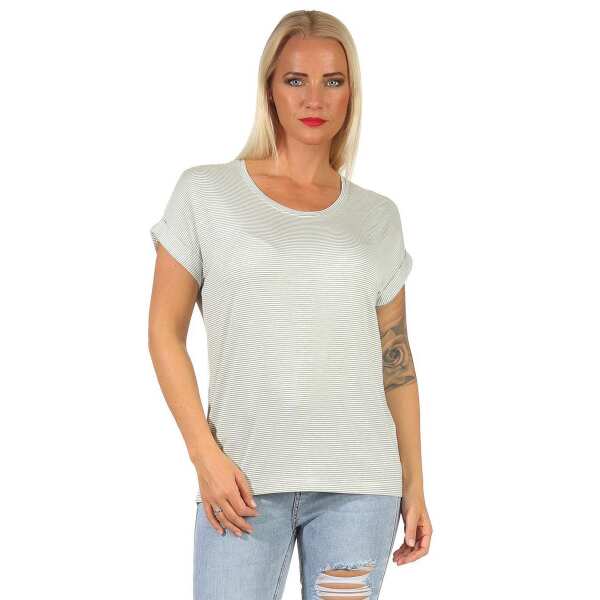 Damen Oberteil T-Shirt Gestreift Shirt Kurzarm Rundhals Sommer;  Muster 3 S