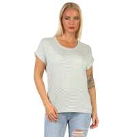 Damen Oberteil T-Shirt Gestreift Shirt Kurzarm Rundhals...