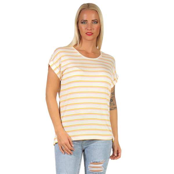 Damen Oberteil T-Shirt Gestreift Shirt Kurzarm Rundhals Sommer;  Muster 6 XL