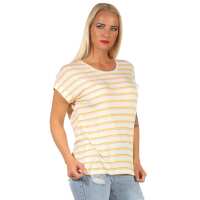 Damen Oberteil T-Shirt Gestreift Shirt Kurzarm Rundhals Sommer;  Muster 6 XL