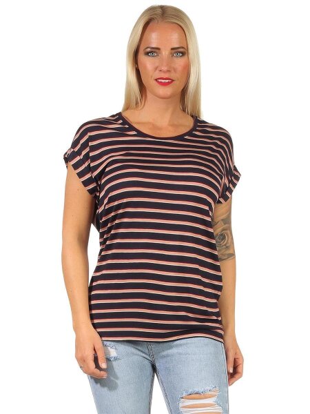 Damen Oberteil T-Shirt Gestreift Shirt Kurzarm Rundhals Sommer;  Muster 7 M