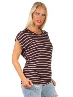 Damen Oberteil T-Shirt Gestreift Shirt Kurzarm Rundhals Sommer;  Muster 7 M