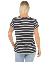 Damen Oberteil T-Shirt Gestreift Shirt Kurzarm Rundhals Sommer;  Muster 9 L