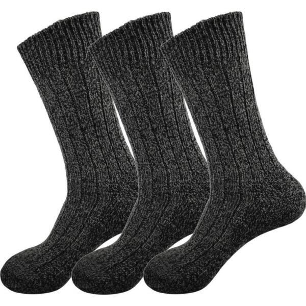 3 Paar Wintersocken Woll-Socken Strick, Anthrazit/39-42