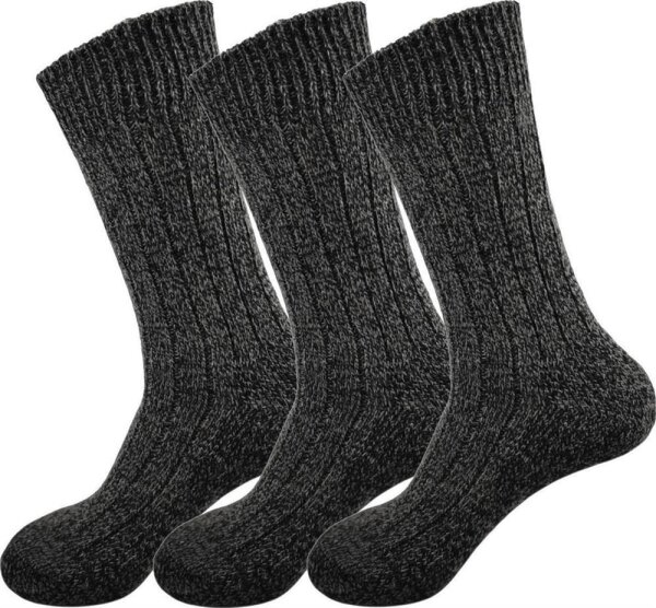 3 Paar Wintersocken Woll-Socken Strick, Anthrazit/43-46