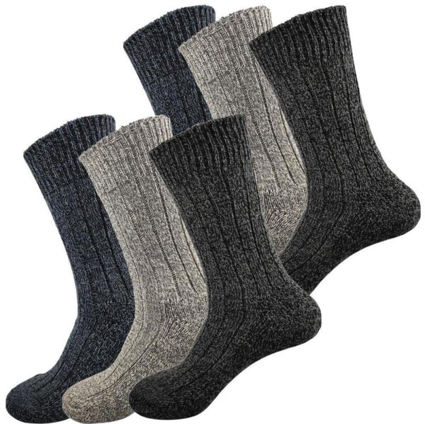 Wintersocken mit Schafwoll-socken Strick; 6 Paar Grau, Blau, Anthrazit 39-42