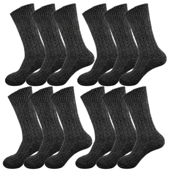 Wintersocken mit Schafwoll-socken Strick; 12 Paar Anthrazit 39-42