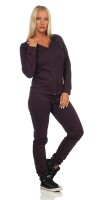 Damen Jogginganzug  Freizeitanzug Hausanzug Anzug; Pflaume S