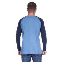 Herren Oversize-Schnitt Langarm Shirt Baumwolle zweifarbig Blau/Dunkelblau XXL