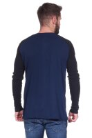 Herren Oversize-Schnitt Langarm Shirt Baumwolle zweifarbig Dunkelblau/Schwarz S