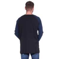 Herren Oversize-Schnitt Langarm Shirt Baumwolle zweifarbig Schwarz/Dunkelblau S