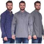 Herren Basic Langarm Shirt Stehkragen;