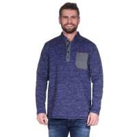 Herren Basic Langarm Shirt Stehkragen;  Blau L