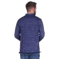 Herren Basic Langarm Shirt Stehkragen;  Blau L