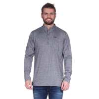 Herren Basic Langarm Shirt Stehkragen;  Grau L