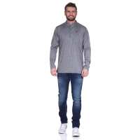 Herren Basic Langarm Shirt Stehkragen;  Grau L