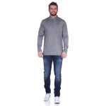 Herren Basic Langarm Shirt Stehkragen;  Grau XL