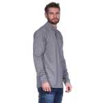 Herren Basic Langarm Shirt Stehkragen;  Grau XL
