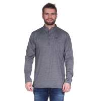 Herren Basic Langarm Shirt Stehkragen;  Dunkelgrau M