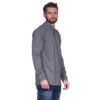 Herren Basic Langarm Shirt Stehkragen;  Dunkelgrau M