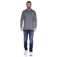 Herren Basic Langarm Shirt Stehkragen;  Dunkelgrau XL