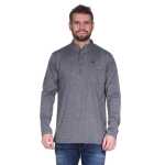 Herren Basic Langarm Shirt Stehkragen;  Dunkelgrau 2XL