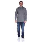 Herren Basic Langarm Shirt Stehkragen;  Dunkelgrau 2XL