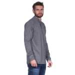 Herren Basic Langarm Shirt Stehkragen;  Dunkelgrau 2XL