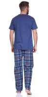 Herren Pyjama Baumwolle Schlafhose und Shirt kurz-arm Schlafanzug;