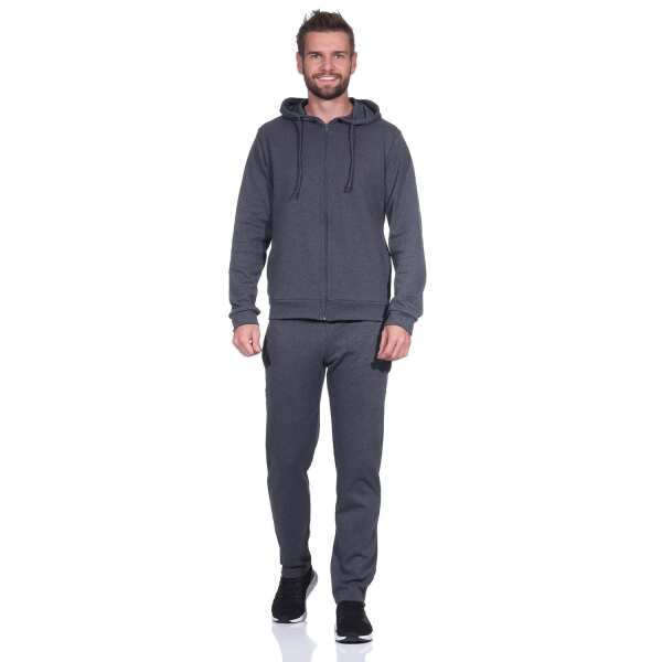 Herren Jogging Anzug Trainingsanzug Fitness mit Kapuze;  Dunkelgrau M