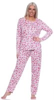 Damen Pyjama lang Hemd Schlafanzug Pyjama-Set...
