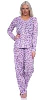 Damen Pyjama lang Hemd Schlafanzug Pyjama-Set...