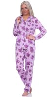 Damen Pyjama lang Hemd Schlafanzug Pyjama-Set Blumenmuster; M L XL 2XL