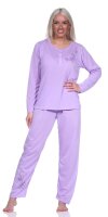 Damen Pyjama langarm zweiteiliger Schlafanzug;  Flieder M/38