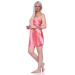 Damen kurzes Satin Negligé Nachtkleid Nachthemd Satin; Koralle M