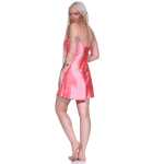 Damen kurzes Satin Negligé Nachtkleid Nachthemd Satin; Koralle M