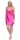 Damen kurzes Satin Negligé Nachtkleid Nachthemd Satin; Pink XL