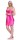 Damen kurzes Satin Negligé Nachtkleid Nachthemd Satin; Pink XL