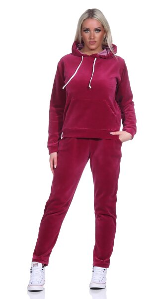 Damen Nicki Jogginganzug Freizeitanzug Kapuzenpullover;  Himbeere M/38