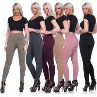 Damen Leggings Thermo Doppelripp Hoher Bund Sport Gym Outdoor, S M L XL
