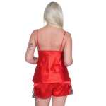 Damen Satin Nachtwäsche Pyjama Set Shorty Satin mit Spitze;
