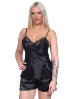 Damen Satin Nachtwäsche Pyjama Set Shorty Satin mit...