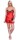Damen Satin Nachtwäsche Pyjama Set Shorty Satin mit Spitze; Rot/S/36