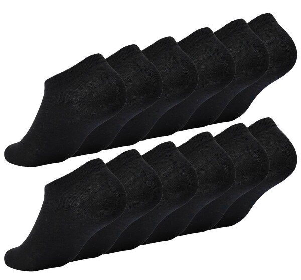 12 Paar Damen Sneaker Socken Basic Baumwolle, 12 Paar, schwarz 39-42