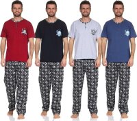 Herren Pyjama Baumwolle Schlafhose und Shirt kurz-arm Schlafanzug; M L XL 2XL